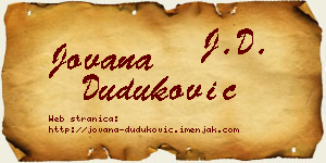 Jovana Duduković vizit kartica